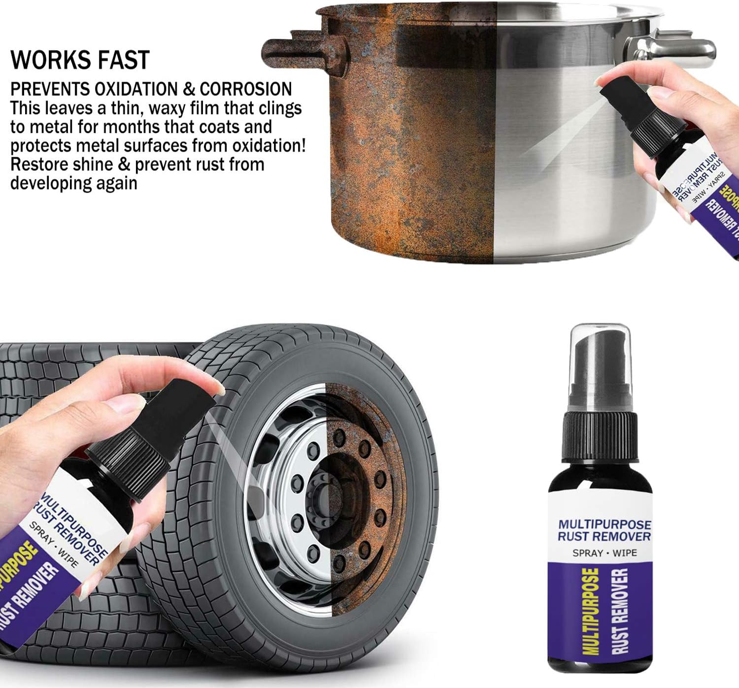 XIDIAK Rustout Instant Remover Spray, Multipurpose Car Maintenance Cleaning Derusting Spray Rust Removal Agent for Bright Metal Strip for Car Detailing and Kitchen Home Cleaning Tool 30ml (2pcs)