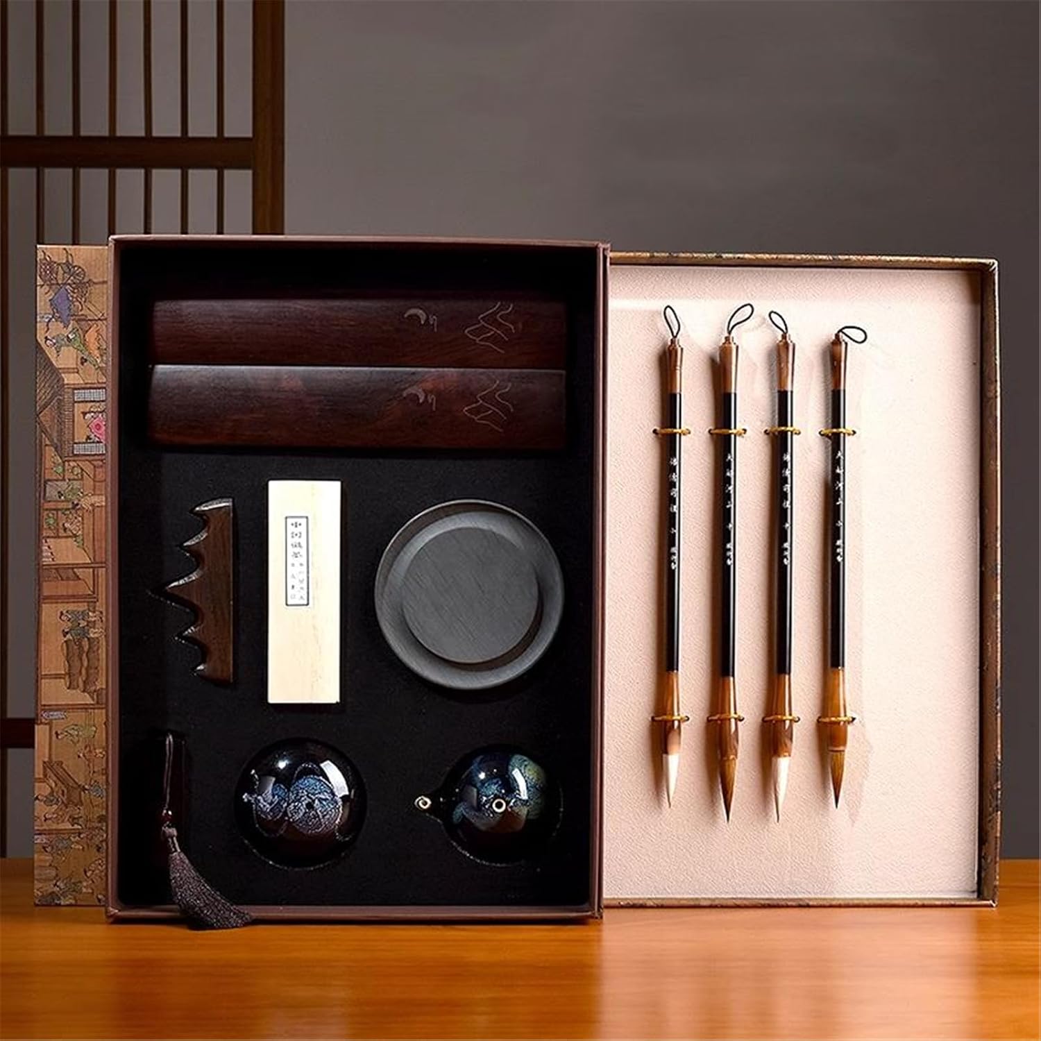 Complete Calligraphy Set with Brush, Ink, Paper, Inkstone for Practice and Painting 文房四宝套装-shape3