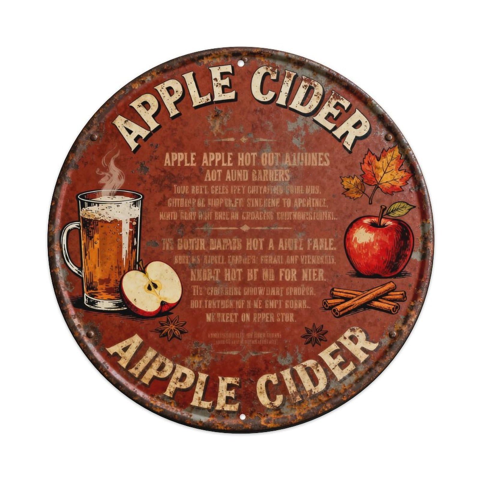 APPLE CIDER Metal Tin Sign Plaque