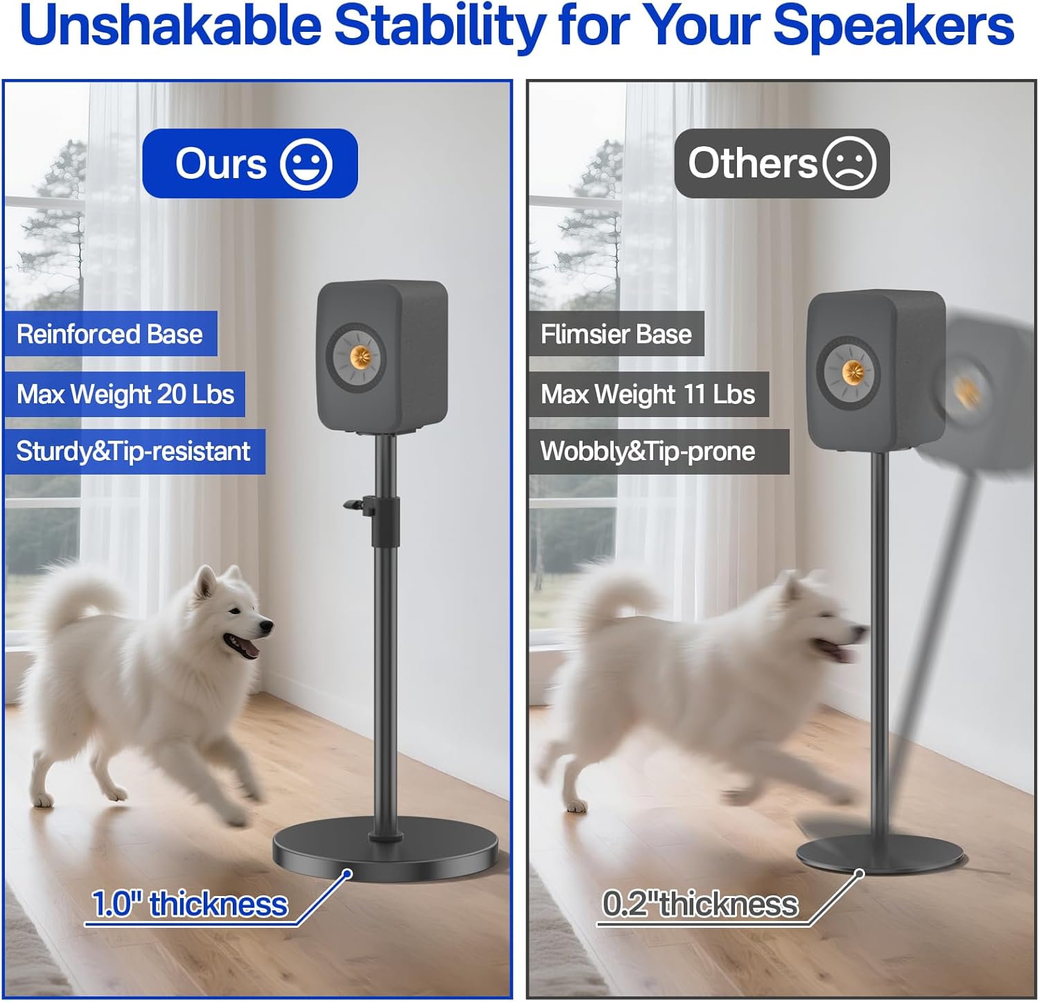 Adjustable Height Speaker Stands Pair for KEF LSX II Speaker Stand with Cable Management - Heavy Duty Surround Sound Speaker Stand for KEF LSX II Floor Stand Hold Up to 30LBS to Immersive Sound