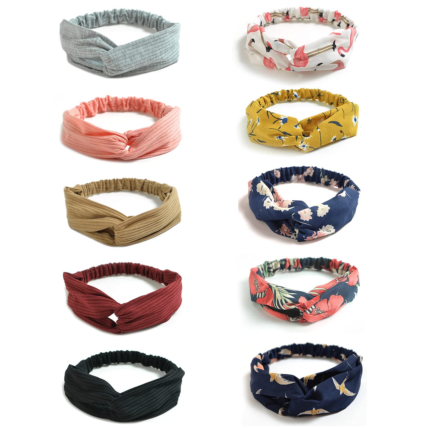 DRESHOW 10 Pack Turabn Headbands for Women Twisted Hair Bands Face Vintage Cross Elastic Head Wrap Hair Accessories : Clothing, Shoes & Jewelry