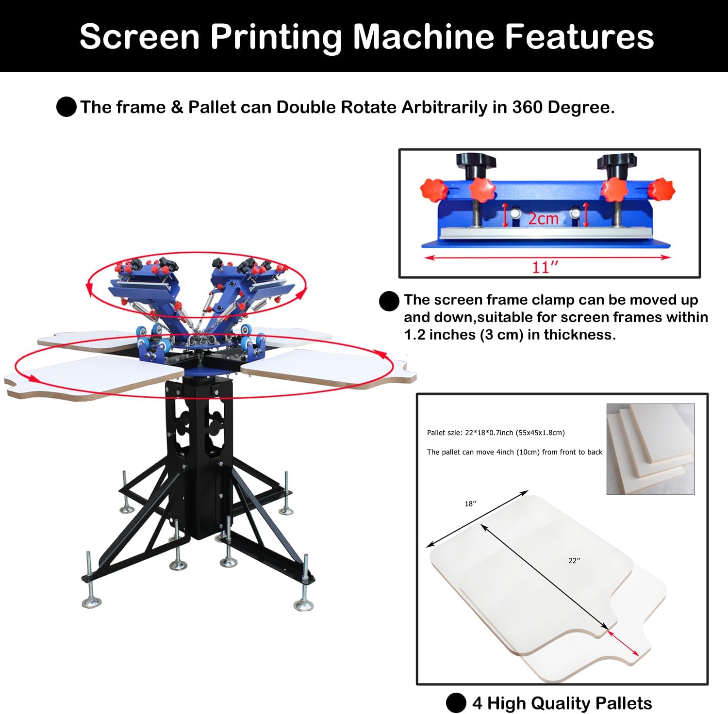 HayWHNKN Micro-Adjustable 4 Color 4 Station Screen Printing Kit with 20×20 Inch UV Exposure Unit Drying Cabinet for T-Shirt Screen Printing