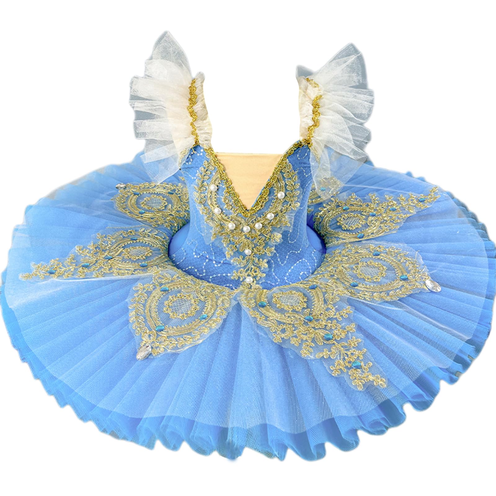 Enfants Filles Ballet Danse Tutu Robe Brillant Strass Perle Justaucorps Volants Manches/sans Manches Ballerine Costume Gymnastique Patinage Scène Performance Vêtements De Danse