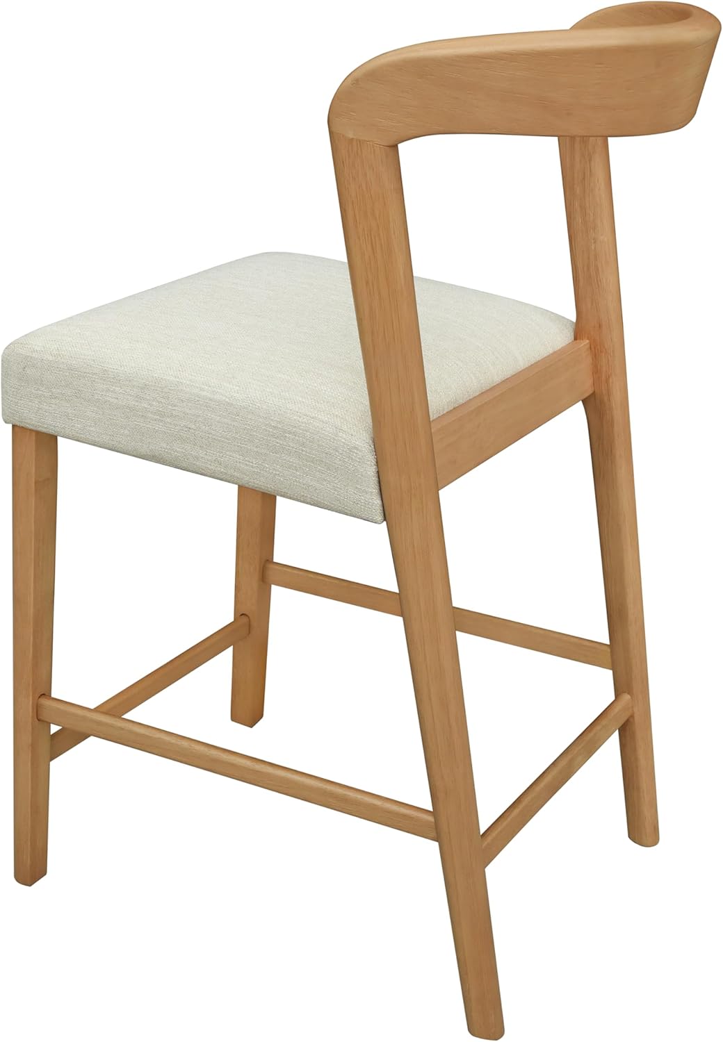 Christopher Knight Home Guma 37'' Set of 2 Rubberwood Counter Stools, Extra Seating for Dining Room, Barstool with Comfy Padding, Modern Kitchen Stools with Footrest, Natural + Beige