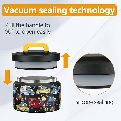 Miniatura 5 de Termo infantil de 8 onzas para comida caliente, contenedor pequeño de acero inoxidable, termo de boca ancha fácil de abrir para alimentos fríos y