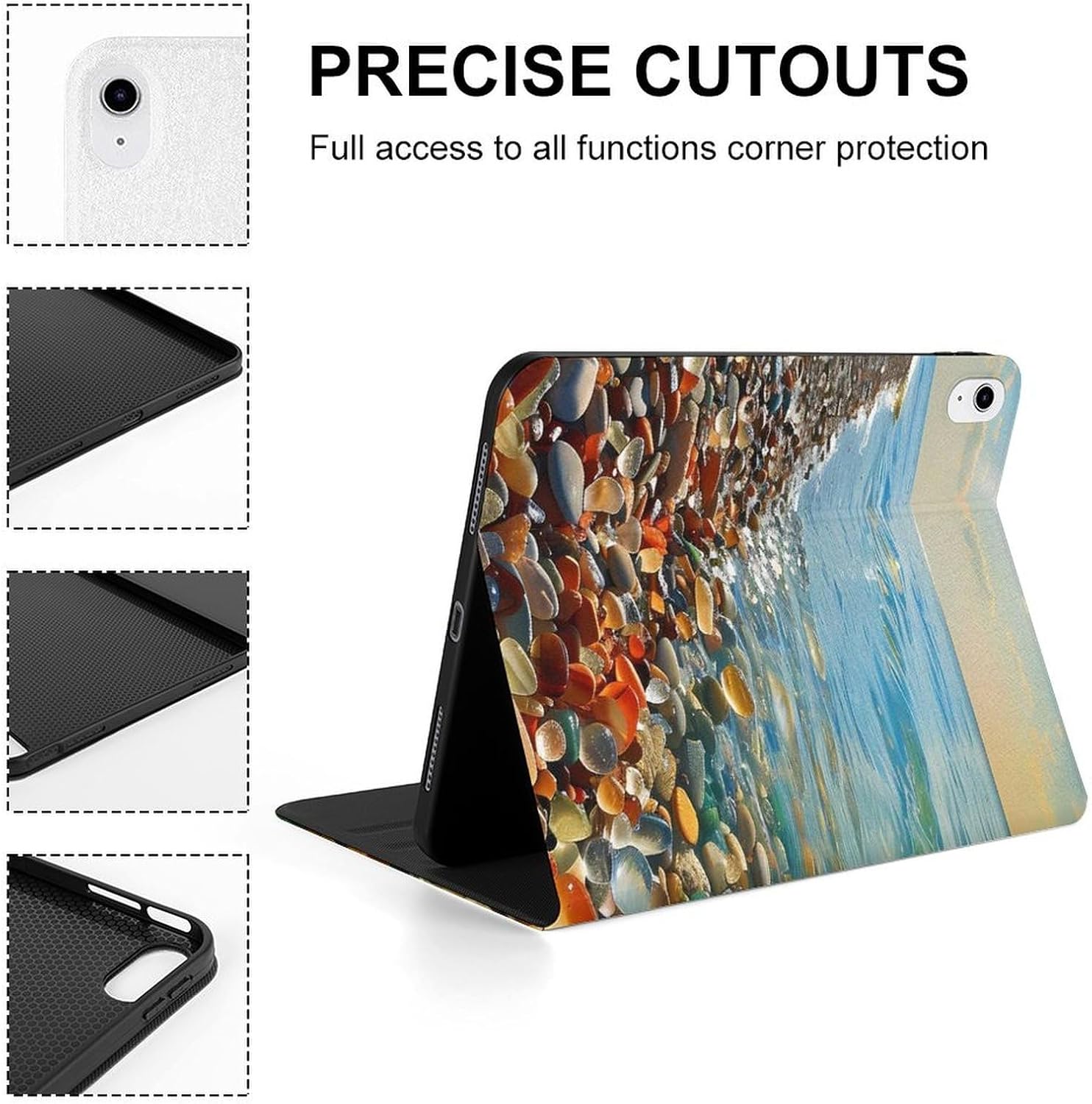 Gemstone Beach Printed Case Trifold Stand Protective Cover Compatible with iPad 10代 (10.9in)