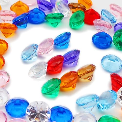 PMLAND 69 piezas de cristales redondos grandes de diamantes acrílicos de 0.98 pulgadas (0.984 in), piedras preciosas del tesoro para dispersos de