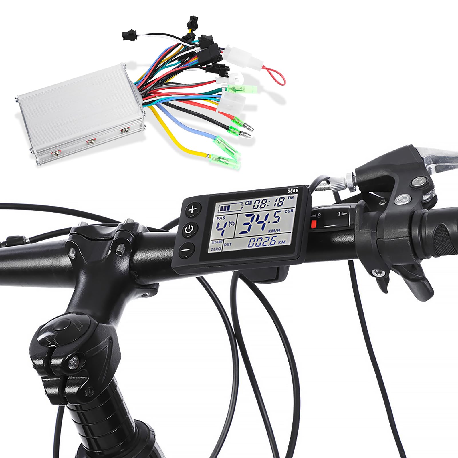WGFOIP 36V‑48V Controller Kit, Brushless Motor Controller with Waterproof LCD Display for Electric Scooters (350W)
