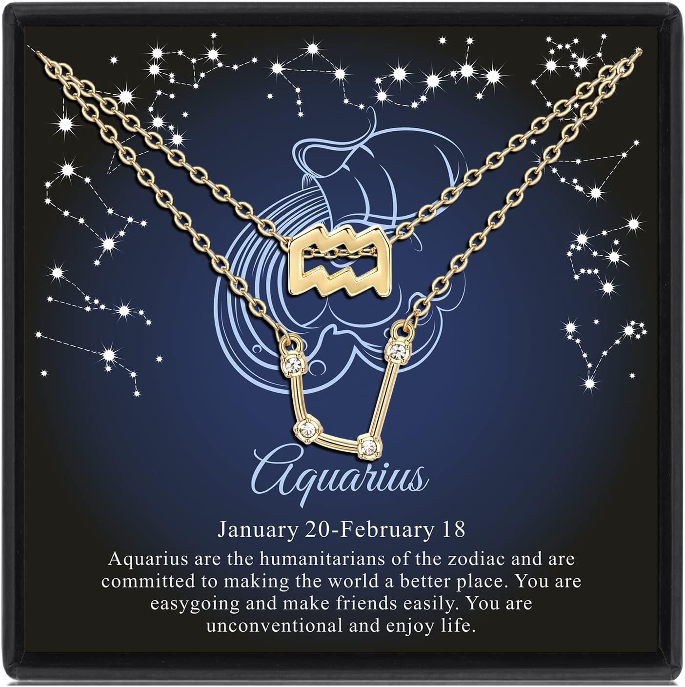 Zodiac Necklace Gold Constellation Necklace Astrology Gifts for Women Zodiac Sign Necklaces Cubic Zirconia Jewelry Birthday Horoscope Gifts, Zinc, Cubic Zirconia