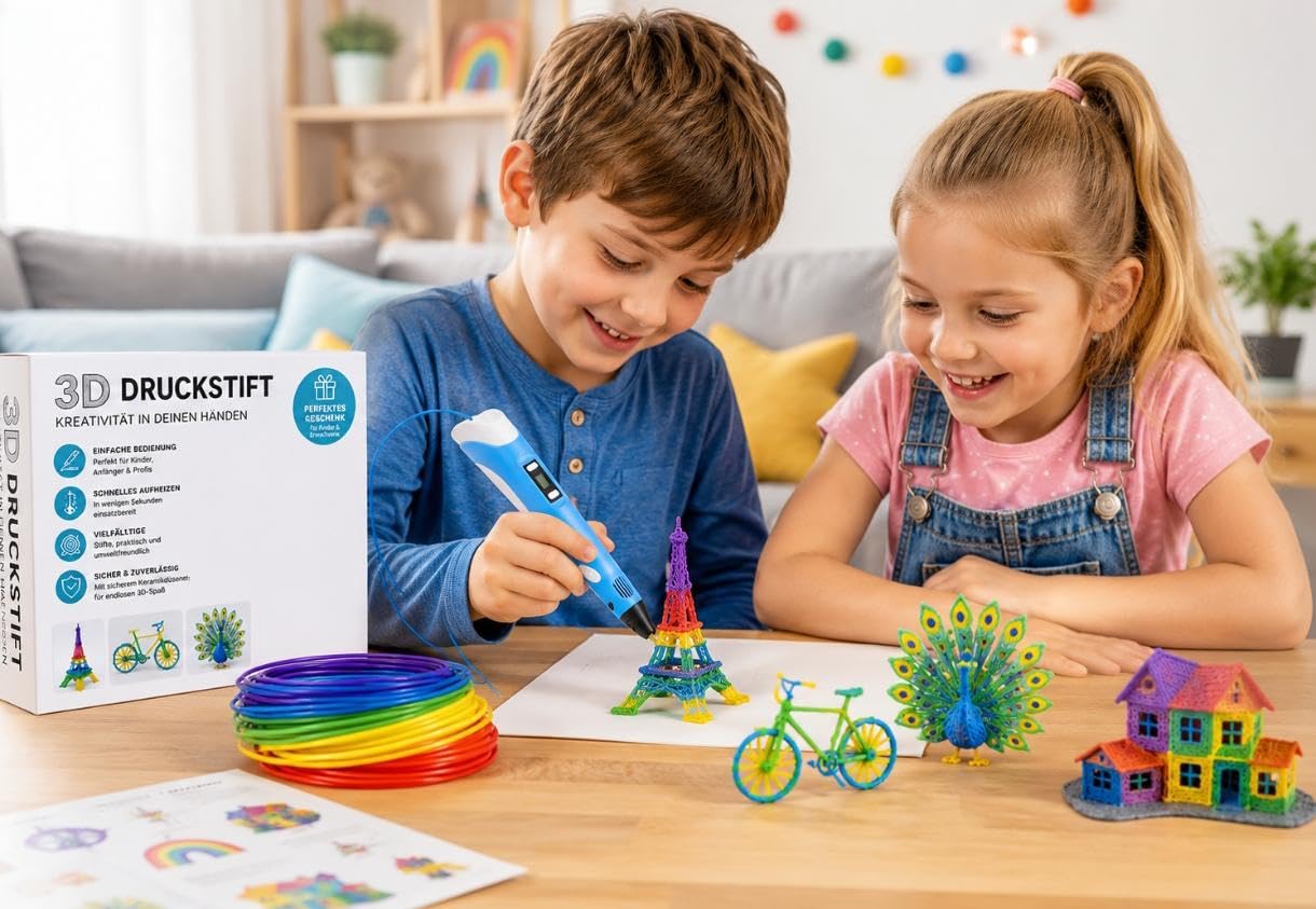 Generisch 3D Stift Kinder, 3D Stift Set, 3D Pen, Mit 15 Farben, + Malbuch | Kindergeschenk
