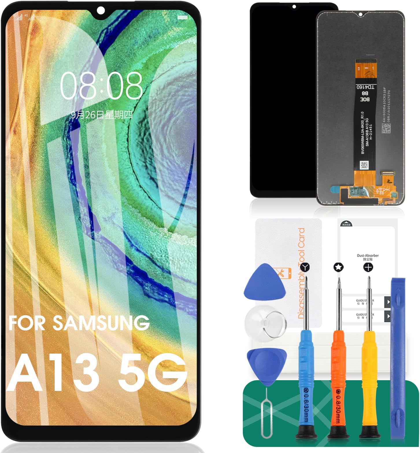 Replacement for Samsung A13 5G LCD for Samsung Galaxy A136U Screen Replacement Screen and Digitizer for Samsung A13 for SM-A136U Screen 6.5 Inch Display Touch Aseembly Repair Parts Sensor