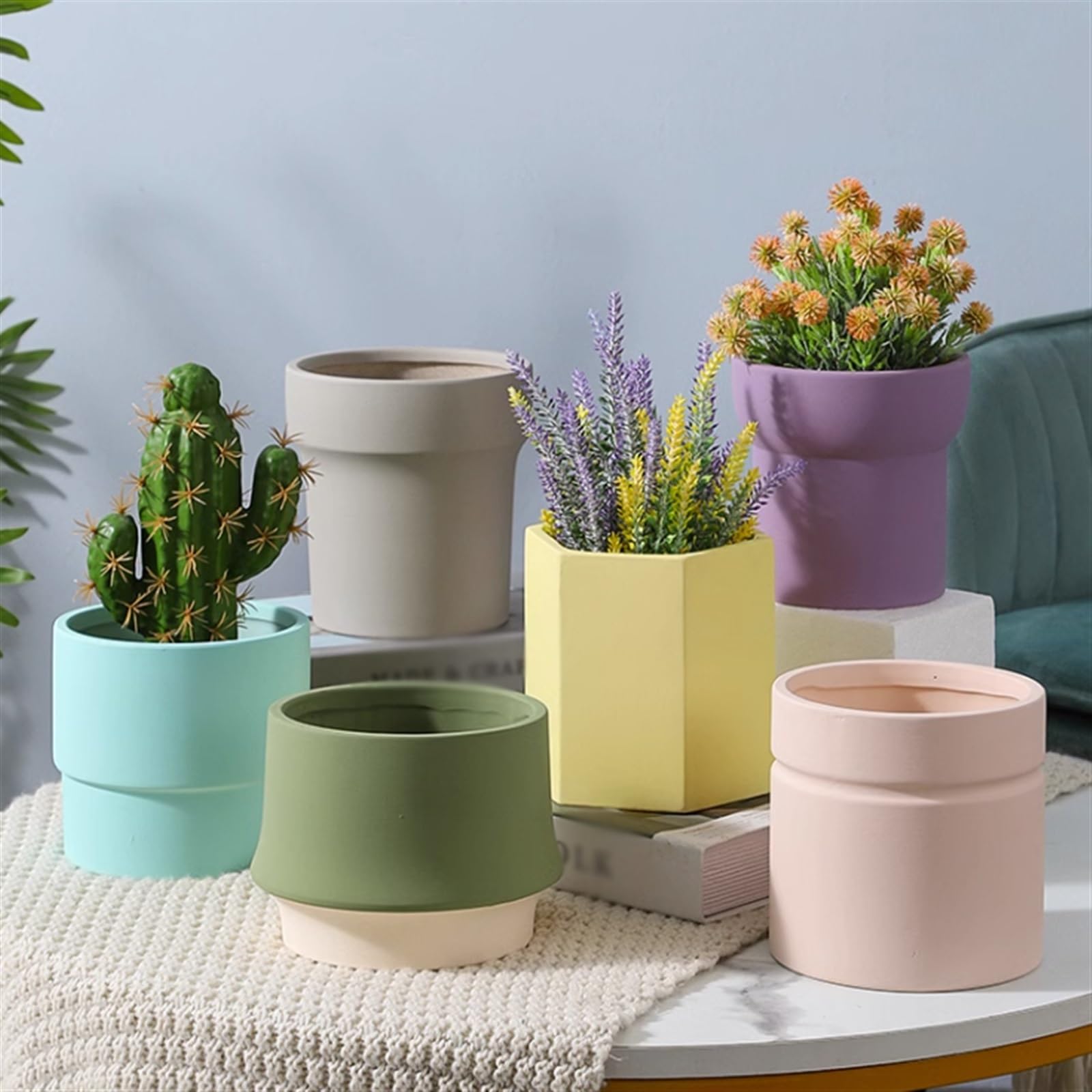 Doniczka jednolity kolor sześciokątny małe ceramiczne doniczki dom salon pokój wewnętrzny duża średnica doniczki do kwiatów biurko minimalistyczne zielone doniczki (białe, duże)