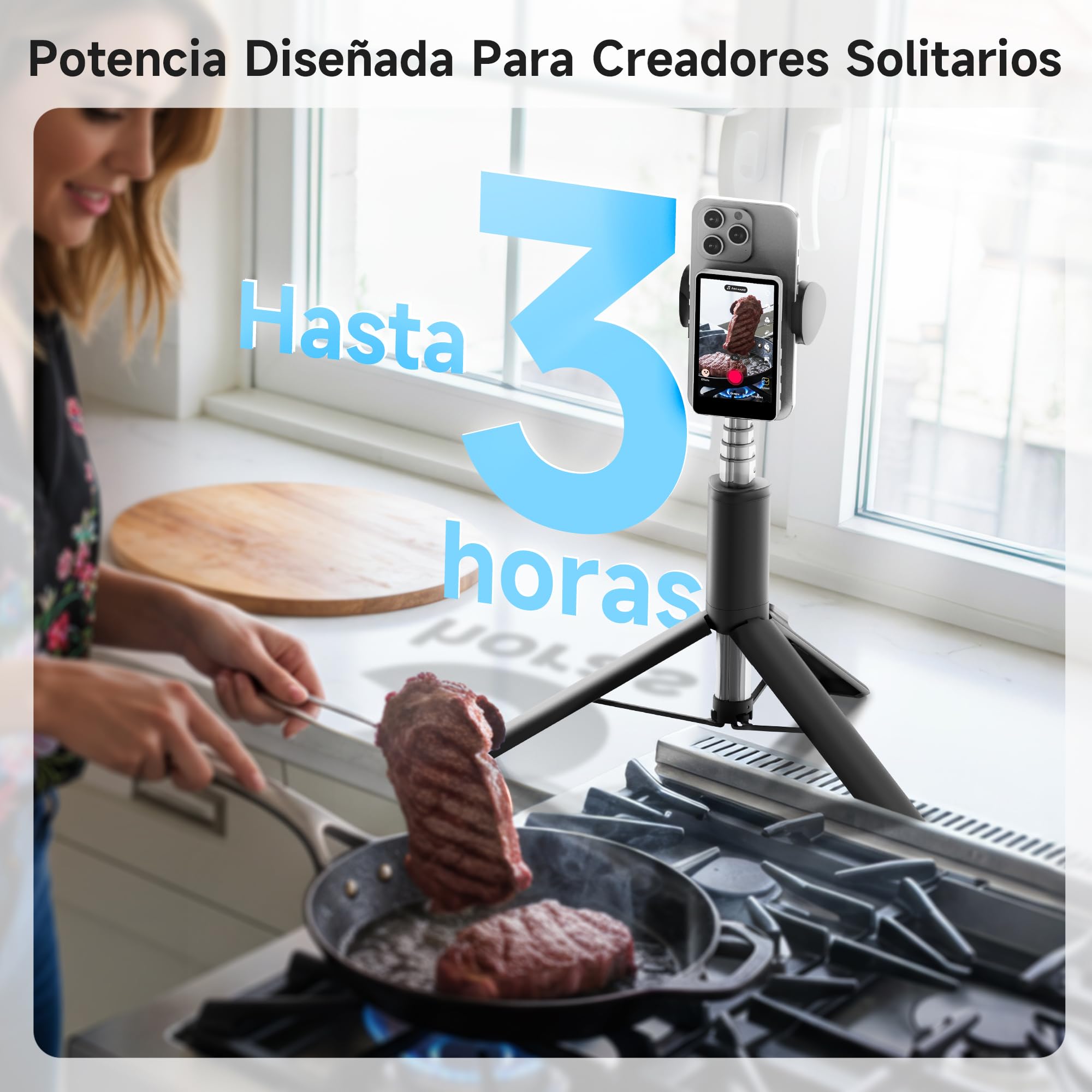 SYNCO XView Monitor para Teléfono iPhone7-17, Pantalla Magnética para Selfie Vlog Inalámbrico 50M Batería 3H, Altavoz Integrado para TikTok Youtube (Blanco)
