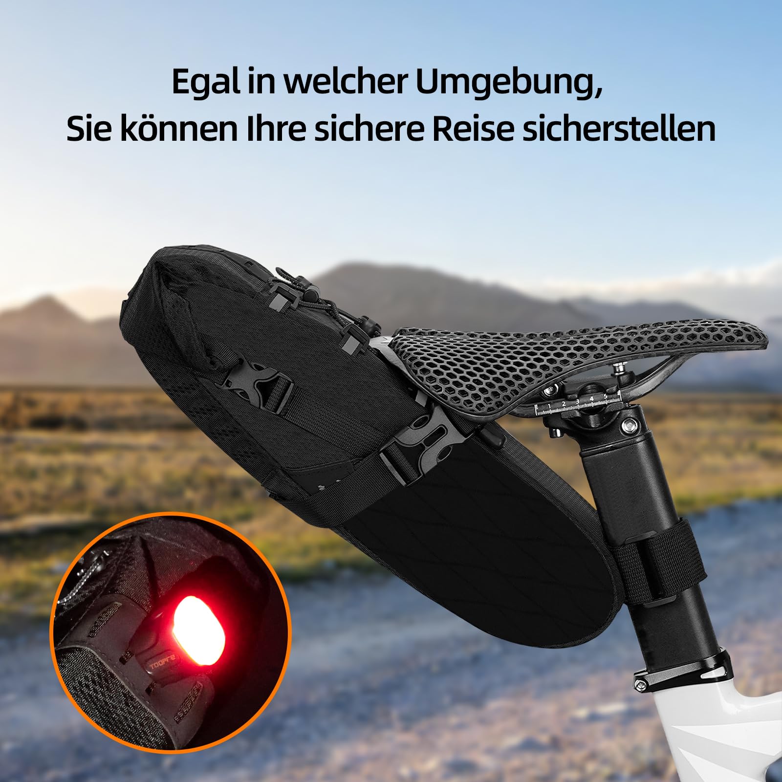 Alforja para sillín de bicicleta, 5,8 L, resistente al agua, bolsa para asiento de bicicleta, para bicicleta de carretera, bicicleta de montaña, bicicleta eléctrica