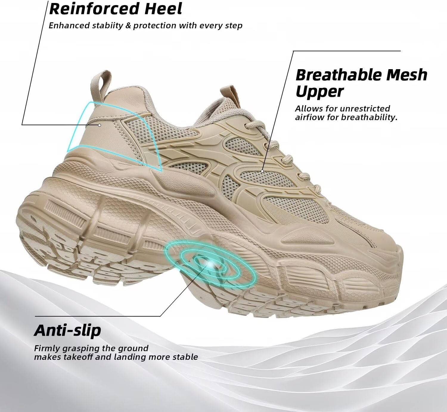 Women's Road Running Shoes Non Slip Ladies Walking Fashion Athletic Chunky Sneakers Work Gym Lightweight Mesh Soft Sole - Image 6