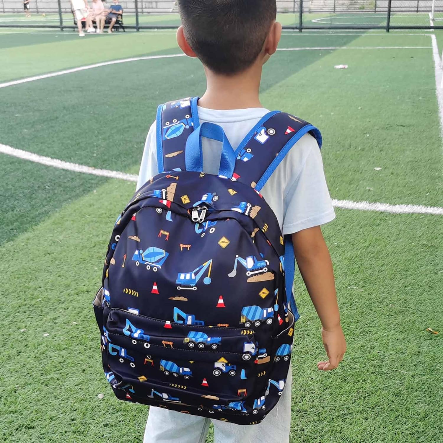 Excavator Backpak for Boys Preschool Backpack Toddler Boy Tractor Bookbag Small Chest Strap, Children Preschool Kindergarten Backpack, Navy Excavator - Image 8