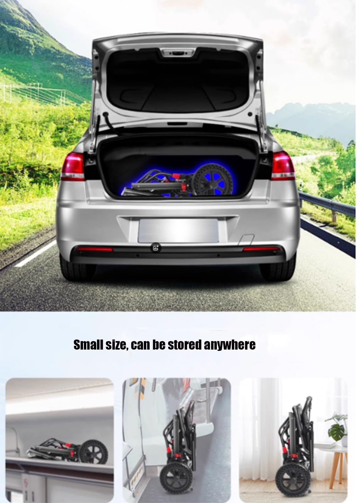 Silla De Ruedas Plegable De Viaje Silla De Ruedas De Tránsito Silla De Ruedas Plegable De Transporte Ligera, De Aluminio para Adultos Mayores hasta 100 Kg A