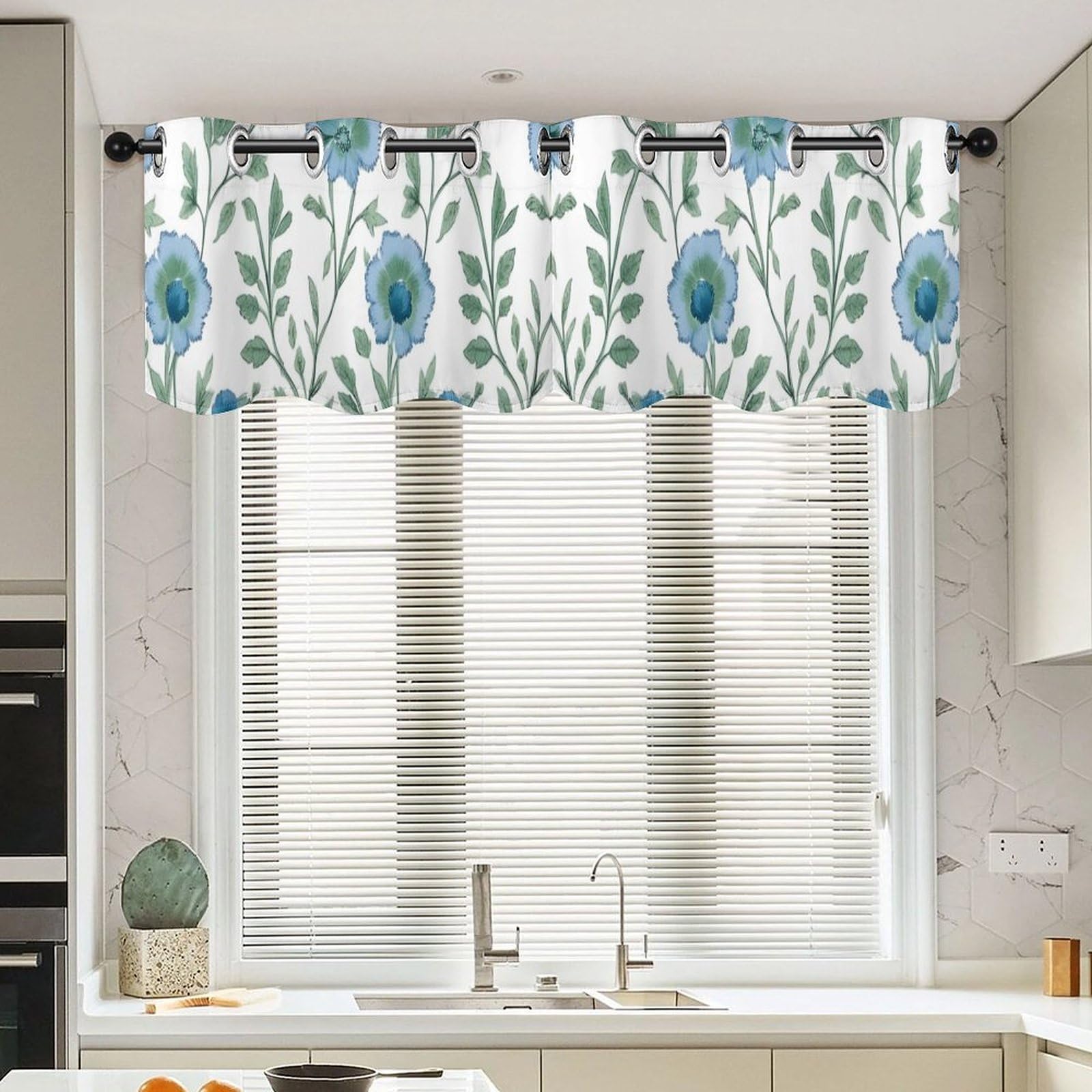 luckluccy 2 Valances Mughal Flower In Monsoon Curtain Valance Ethnic Style Kitchen Curtains Valances For Kitchen Rustic Window Valances For Kitchen Living Room Bedroom 52X18 Inch