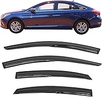 IKON MOTORSPORTS Smoked Window Visors for 2015-2019 Hyundai Sonata - Aero JDM Wind Deflectors, Tape-On Rain Guards
