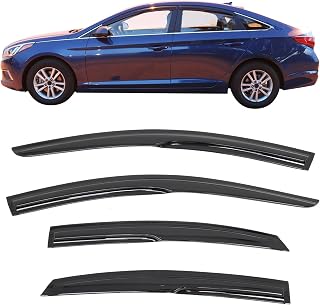 IKON MOTORSPORTS Smoked Window Visors for 2015-2019 Hyundai Sonata - Aero JDM Wind Deflectors, Tape-On Rain Guards
