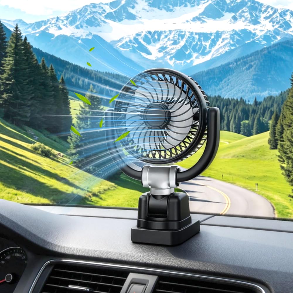 Wxeadu USB Car Fan, Car Fans that Blow Cold Air, Car Cooling Fan with 3 Speed, Cars Dashboard Fans with 360 Degree Rotation, Folding Design, 5V Electric Vehicle Fan for Car Dashboard Room Desktop Home