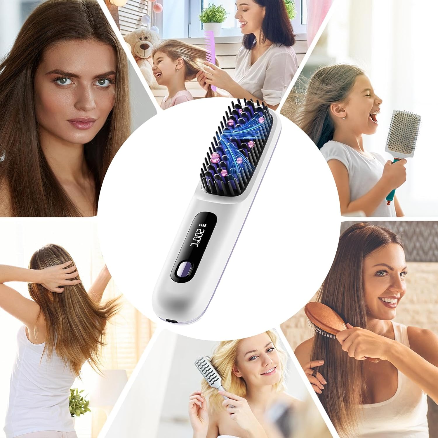 Cordless Straightener | Hair Straightener Travel,Ceramic Styler Professional Comb with Led Display for Home Travel Salon Beach Styling - Image 5