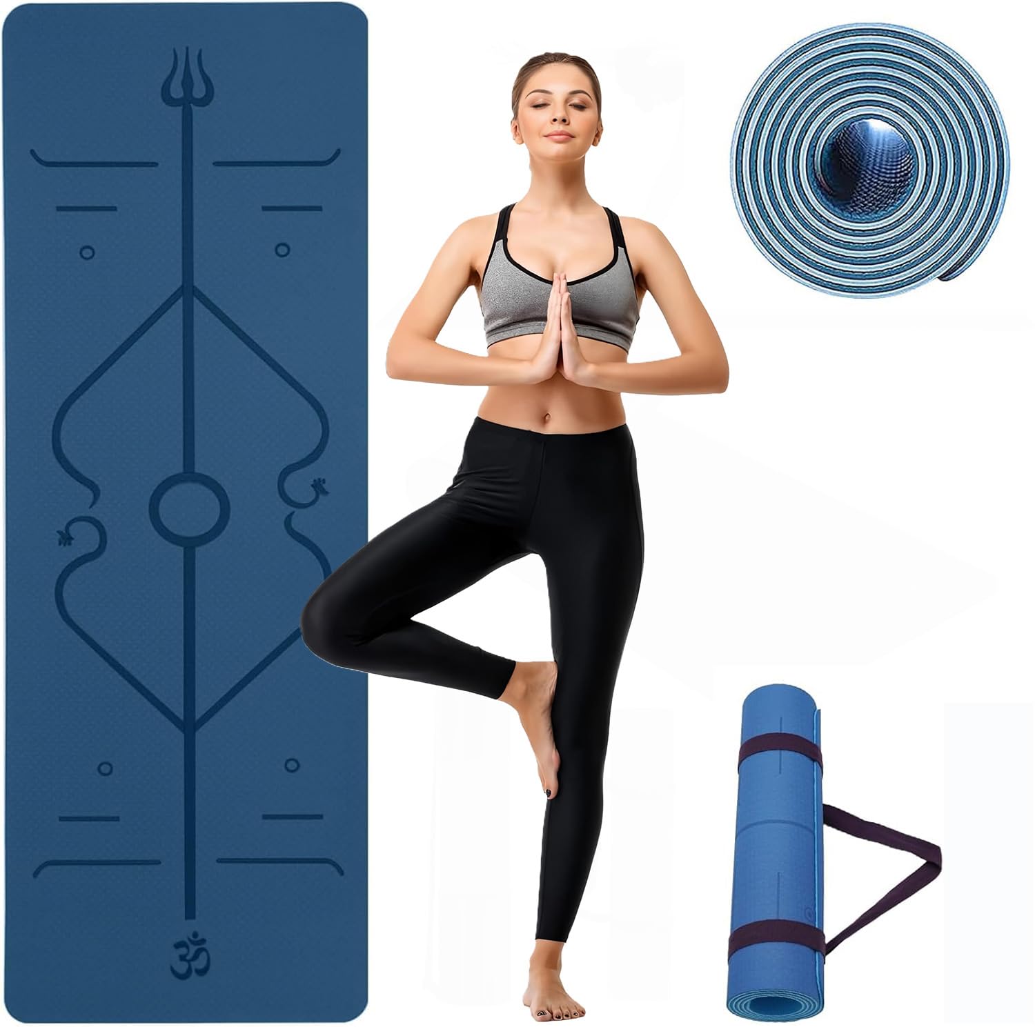 Tapete de Yoga con Línea Posición Corporal — Tapete para Ejercicio de Material 6mm