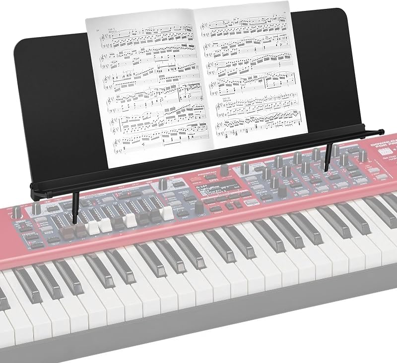Sheet Music Stand for Nord Keyboards, Compatible with Nord Grand 1/2, Stage 2/3/4 (73/76/88/Compact), Piano 2/3/4/5, Electro 6, C2/C2D, Quiet & Secure Clip-On Design, 27.5″ x 10.5″