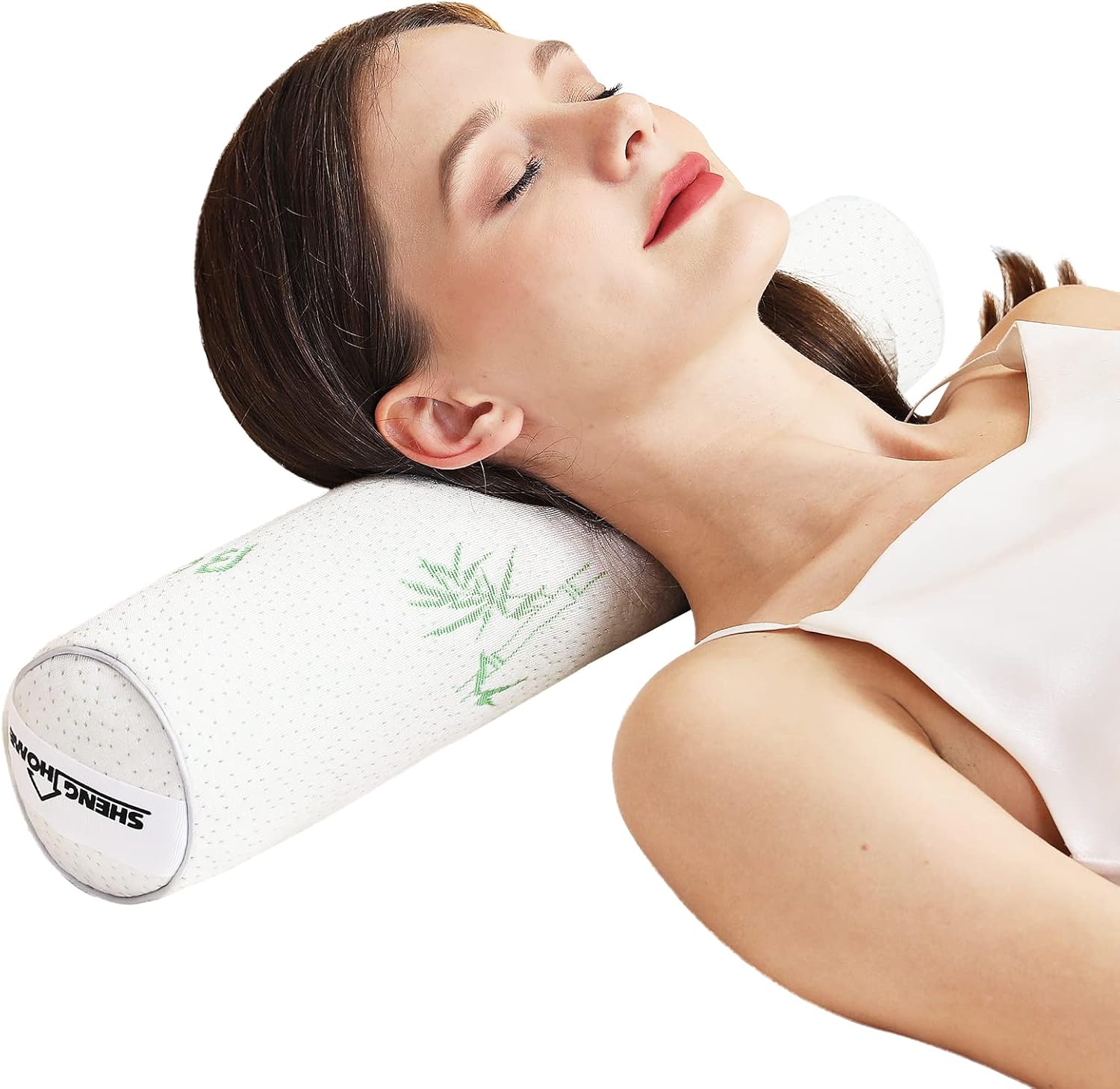 SHENGHOME Cervical Neck Roll Pillows for Sleeping Bolster Cylinder Round Pillows Support for Bed Legs Back and Yoga with Shredded Memory Foam 4 ×18 inch