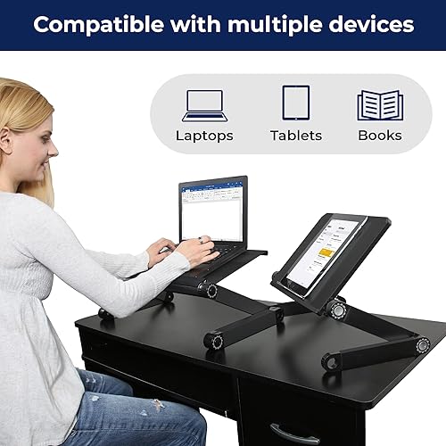 Miniatura 2 de Uncaged Ergonomics WorkEZ luz - Cooler para laptop de aluminio, ergonómico, portable, superligero, soporte para tablets y libros, Negro
