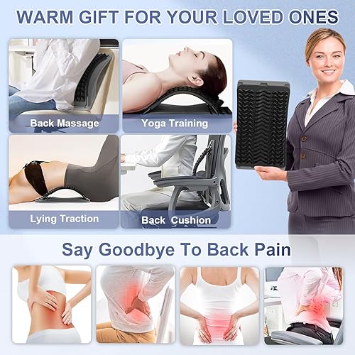 Miniatura 29 de Estirador de espalda para aliviar el dolor de espalda baja, tablero ajustable de 3 niveles para la espalda lumbar, dispositivo de agrietamiento