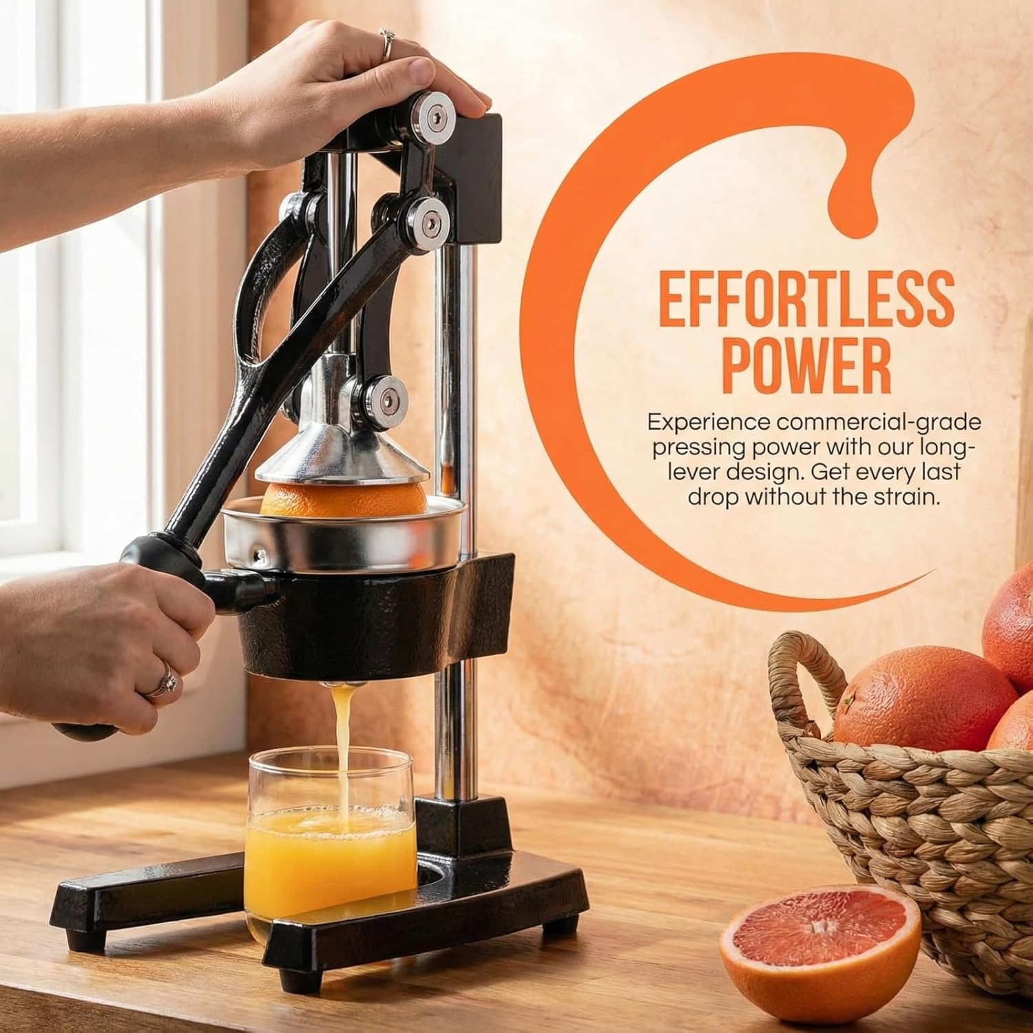 Cast Iron Manual Juicer - Professional Heavy-Duty Hand Press Juicer, Extra Large Commercial Grade - Easy to Clean, Suitable for Citrus Juice, Pomegranate Juice, and Other Fruits