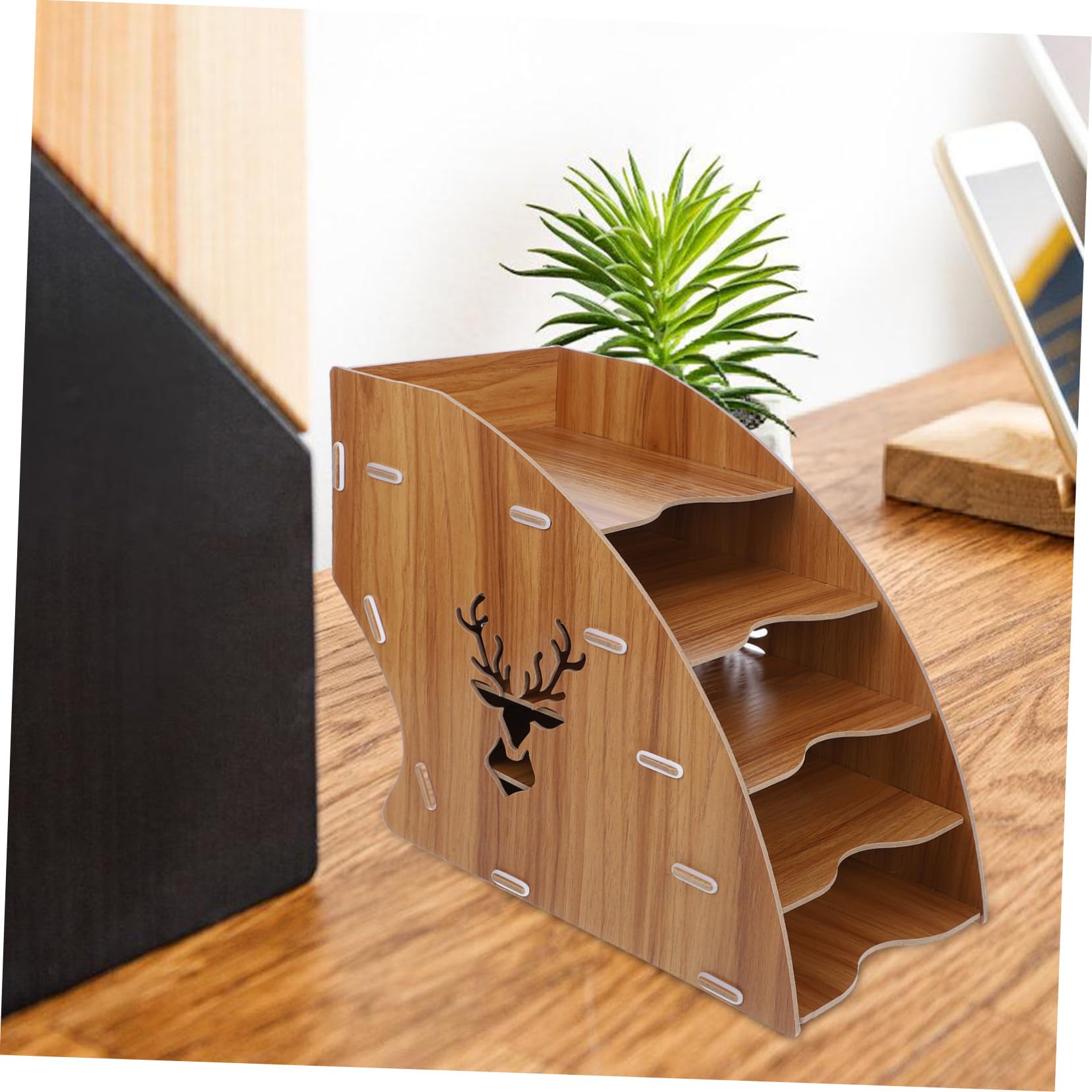 VILLCASE Organiseur De Courrier De Bureau Organiseur De Dossiers Accessoire De Bureau Boîte De Rangement en Bois Robuste