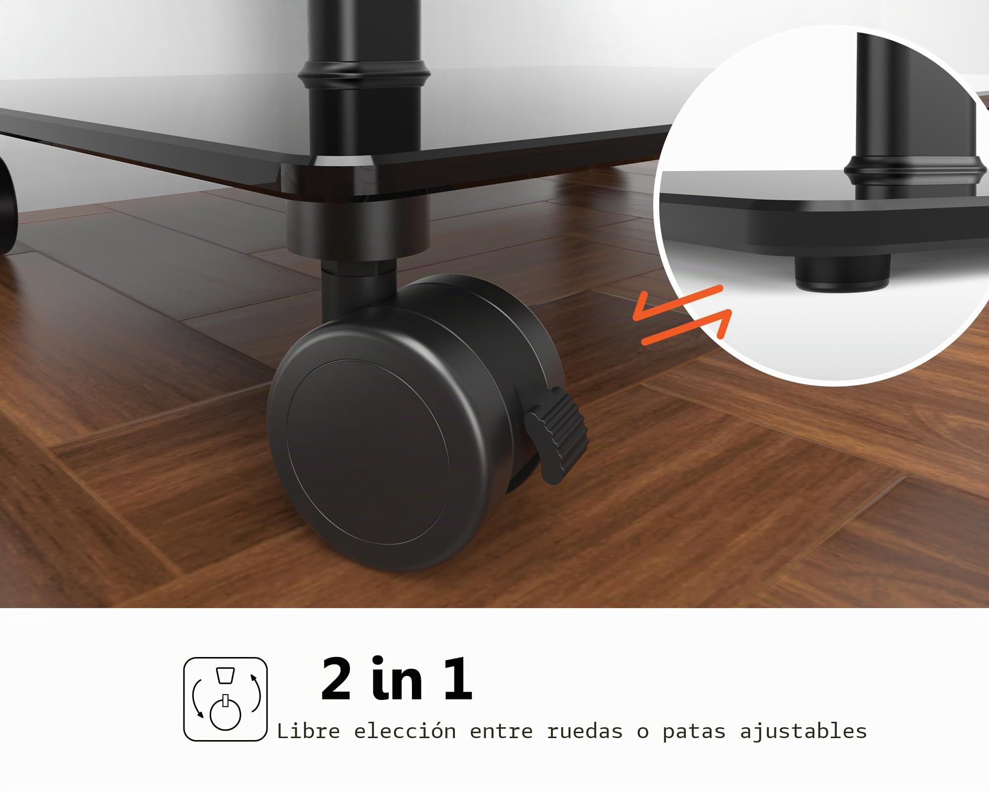 FITUEYES Soporte TV Ruedas para Pantallas de 19 a 42 Pulgadas,16 Ajustes de Altura,Soporte TV Suelo es Giratorio e Inclinable,Máxima VESA 200 * 200mm,Base de Cristal
