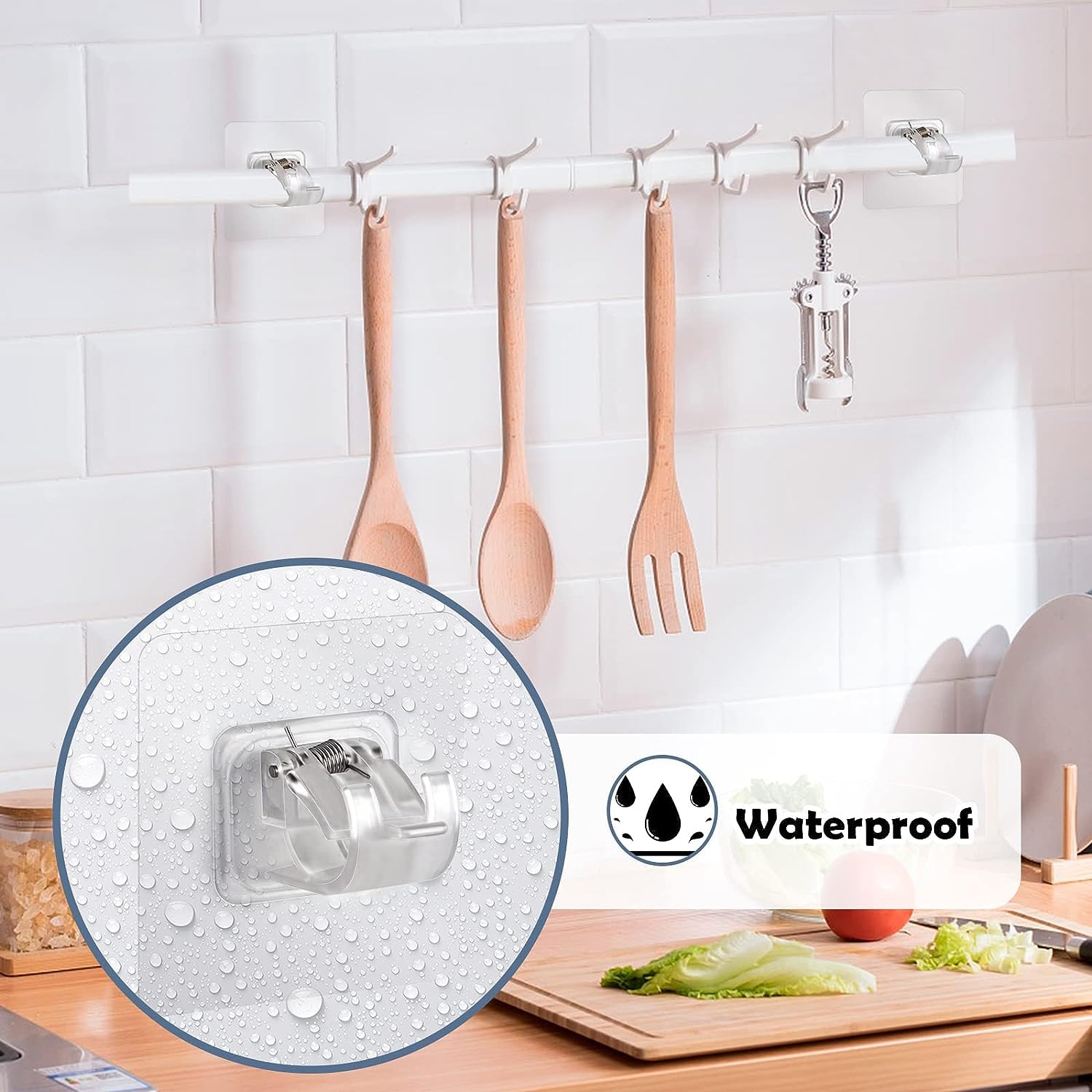 Self Adhesive Curtain Rod Holder Without Drill/Curtain Rod Hooks Nail Free Adjustable Curtain Hangers (2, Transparent) 4