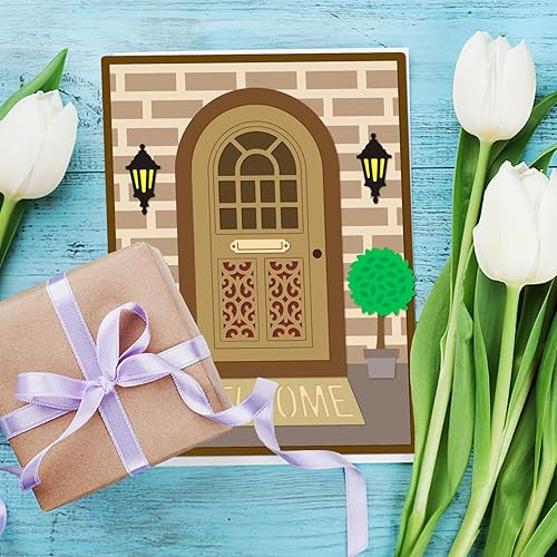 Miniatura 2 de GLOBLELAND 2 juegos de troqueles de corte de ventana de paisaje para hacer tarjetas, ventana de día y noche, plantillas de estampado de acero al