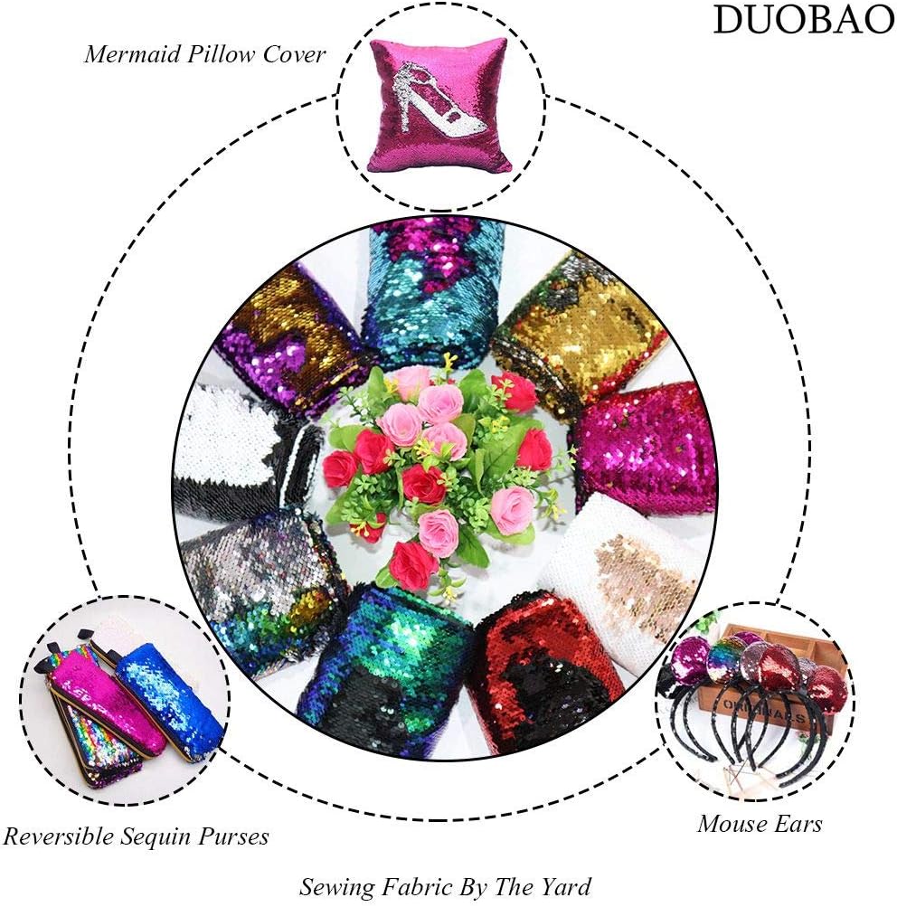DUOBAO Gold to Purple Reversible Fabric Shimmer Sparkly Mesh Fabric by The Yard 12 Feet Mermaid-Fabric Sparkly Colorful 4 Yards Glitter Material DIY Sewing Clothes Easily Flip Up Fabrics for Sewing