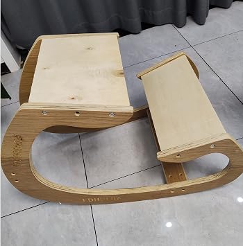 Kneeling Chair Rocking Ergonomic Home for Office Stool 300 lbs Capacity Wooden Upright Posture Cross Legged Chair Nature