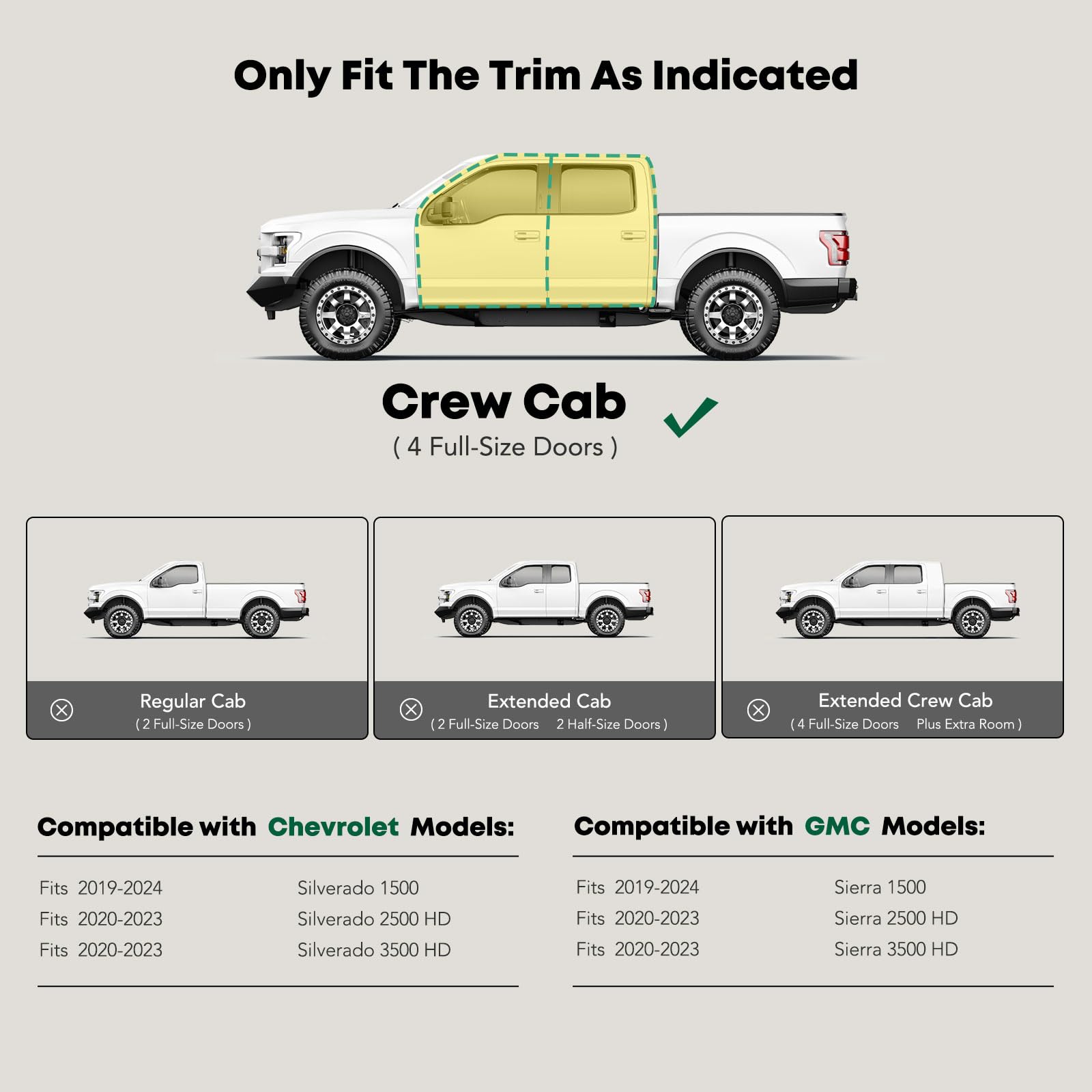 YHTAUTO 5'' Running Boards Side Step Bars Fit Chevy & GMC Models - Silverado, Sierra 1500/2500 HD/3500 HD 2019-2024 - Crew Cab, Oval Bent End S/S 304 Polished, Cab Side Step Rails Exterior Accessories