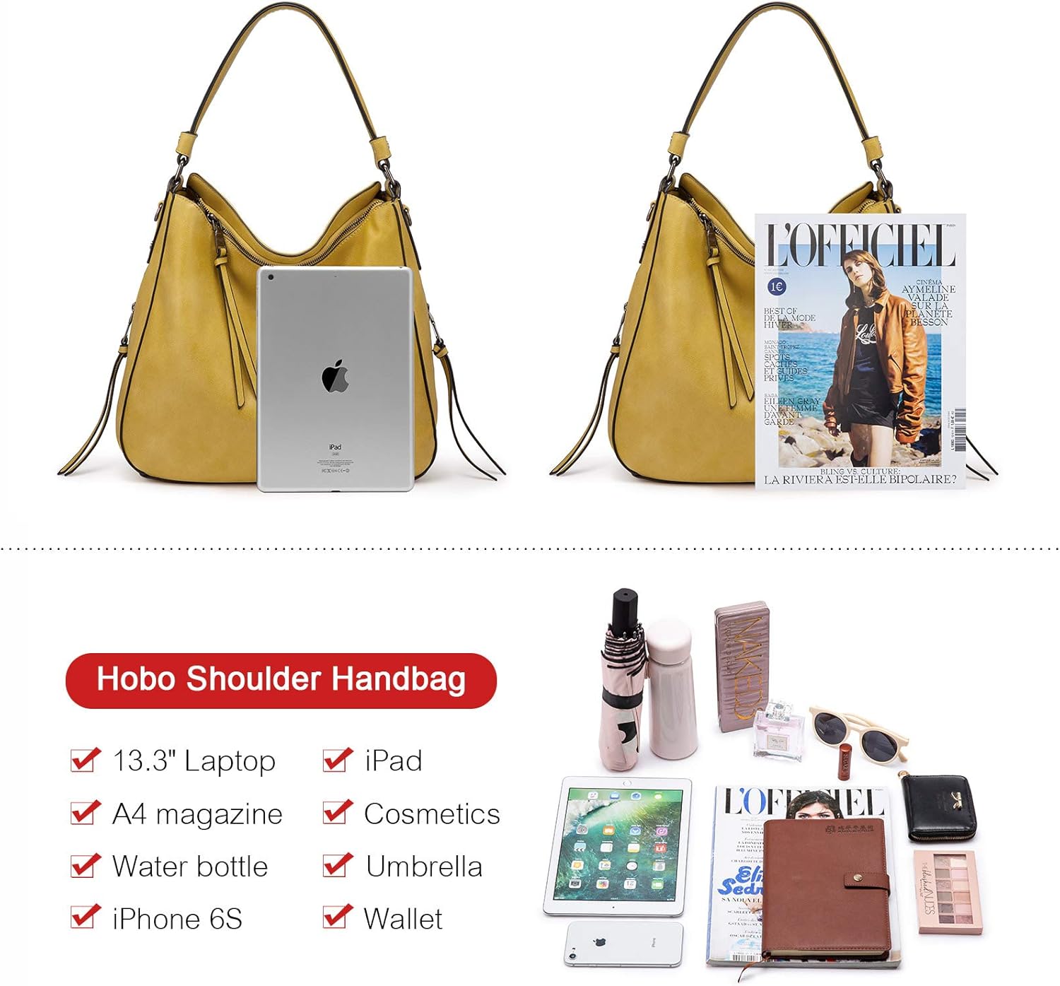 Realer Hobo Crossbody Bags for Women Designer Faux Leather Hobo Handbags Retro Large Size Shoulder Bag Bucket Purse - Image 3