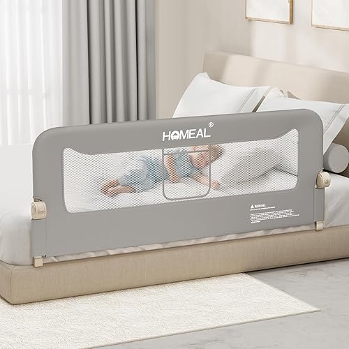 HOMEAL Riel de cama para niños pequeños, rieles plegables de 59 x 24 pulgadas para cama King, Queen, individual, matrimonial, doble, riel de