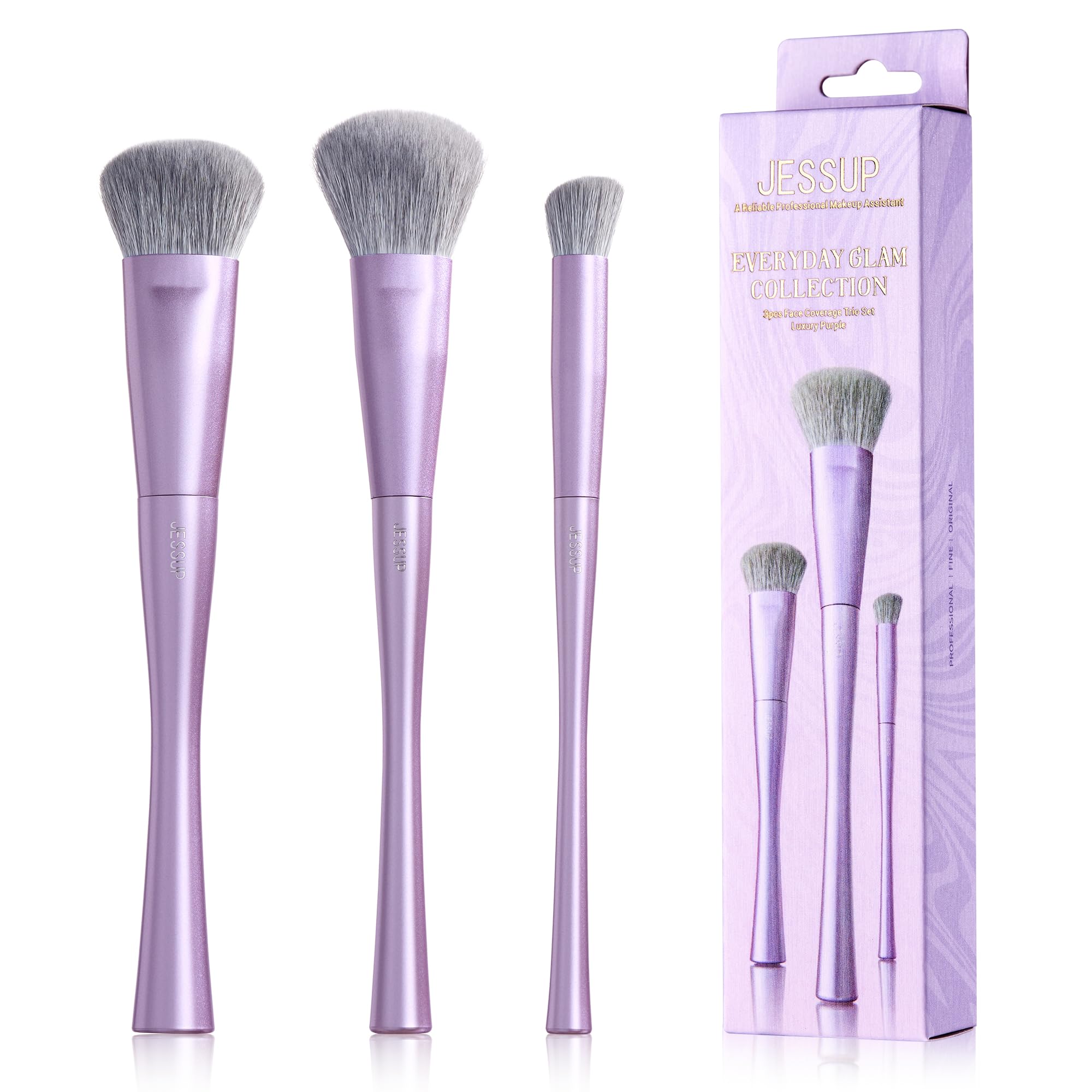 3 個のシリコンメイクブラシ【パープル】 Amazon.com: Jessup Face Makeup Brush Set 3 pcs, Ultra-Soft Dense