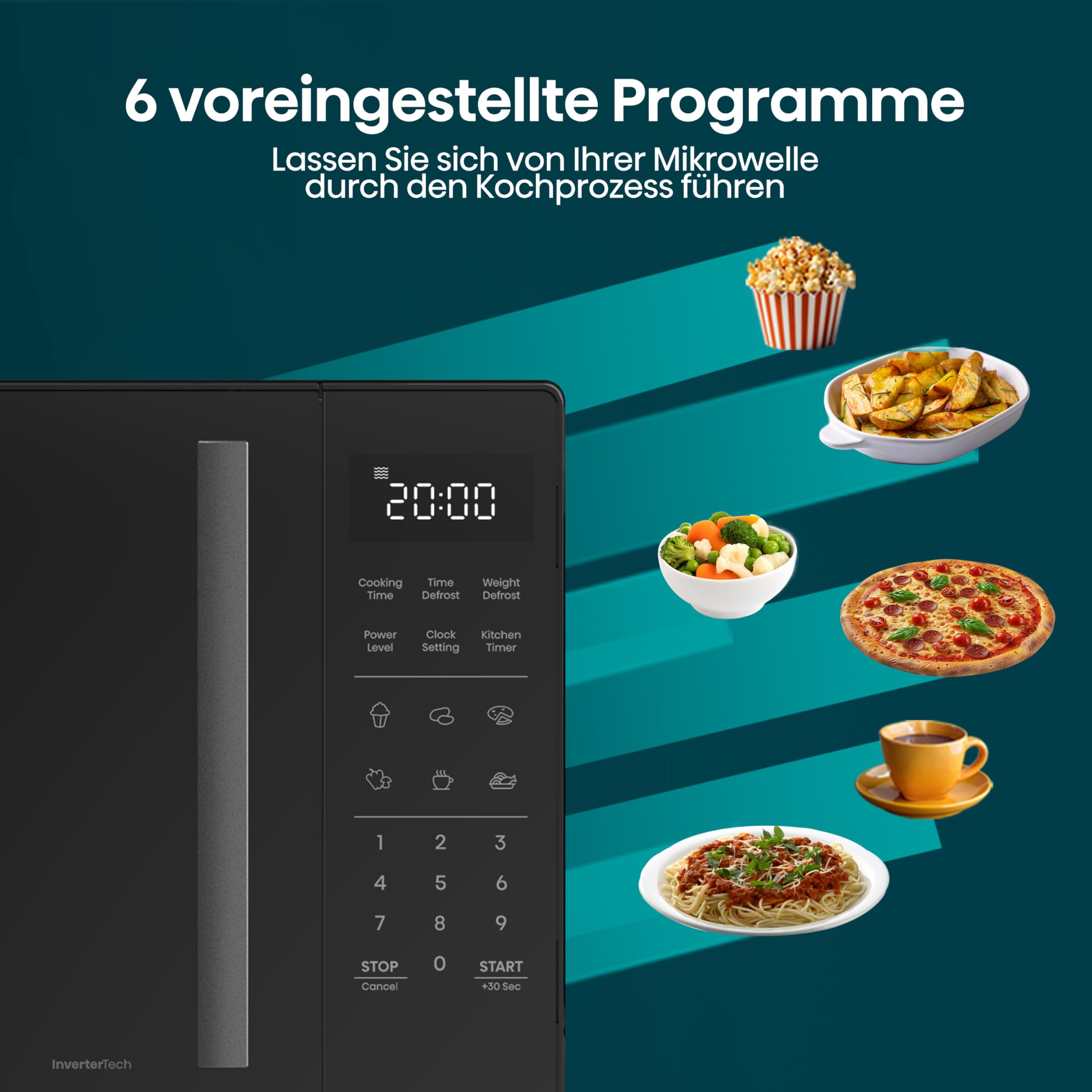 Hisense H23MOBS4HI Mikrowelle 23L 900W InverterTech Keramikbeschichtung Schwarz