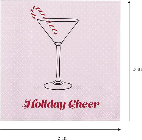Miniatura 6 de C.R. Gibson TW4-23698 - Servilletas de papel desechables para fiestas de Navidad, color rosa y rojo, 5 x 5 pulgadas, 20 unidades