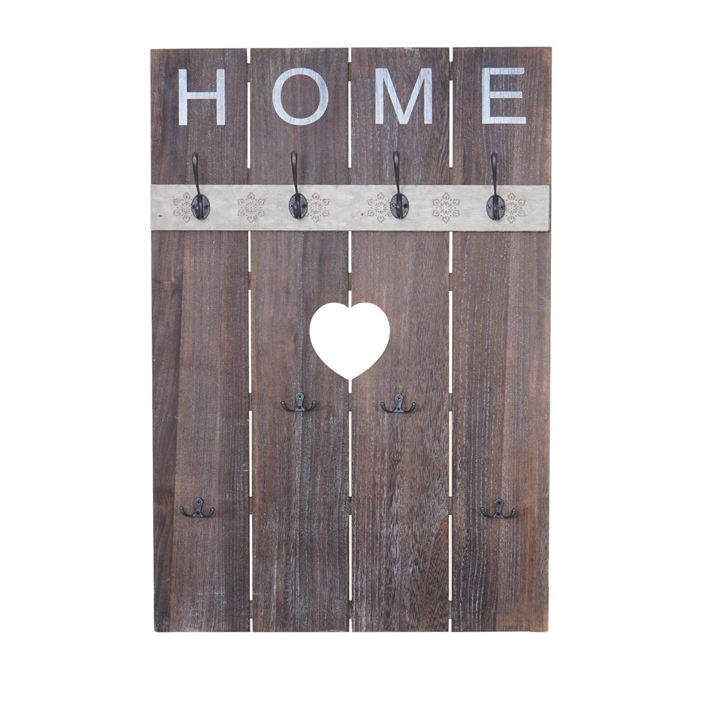 Mendler Wandgarderobe HWC-C89AM Home 8 Haken 91x60cm - braun, shabby | Garderobenpaneel, Garderobe, Shabby-Look, Vintage