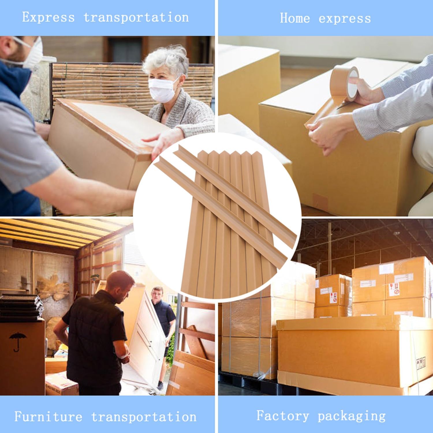 50 Pcs Cardboard Edge Protector, V-Shaped Reinforced Corner Guards 2” x 2” x 48” for Pallet, Box, Shipping, Elevator and Furniture Edge Protection