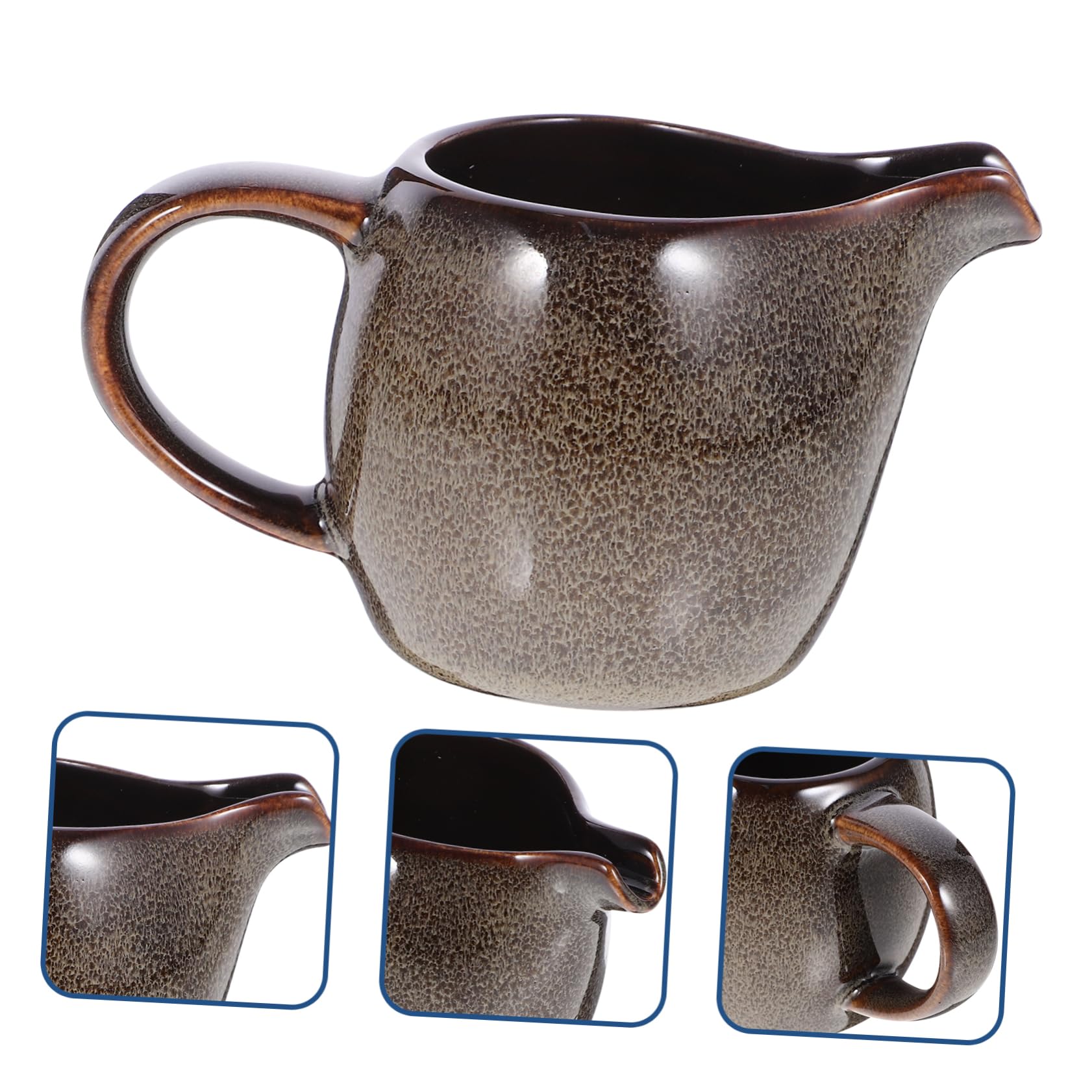 AUTSUPPL Ceramic Milk Cup Sauce Pot Sachets Black Creamer Server Liquid Nut Oat Milk Cup Warmer Cartons Soy Milk Dispenser Container Maple Syrup Bowl Ladle Candy Gravy Jug Stirrer Ceramics