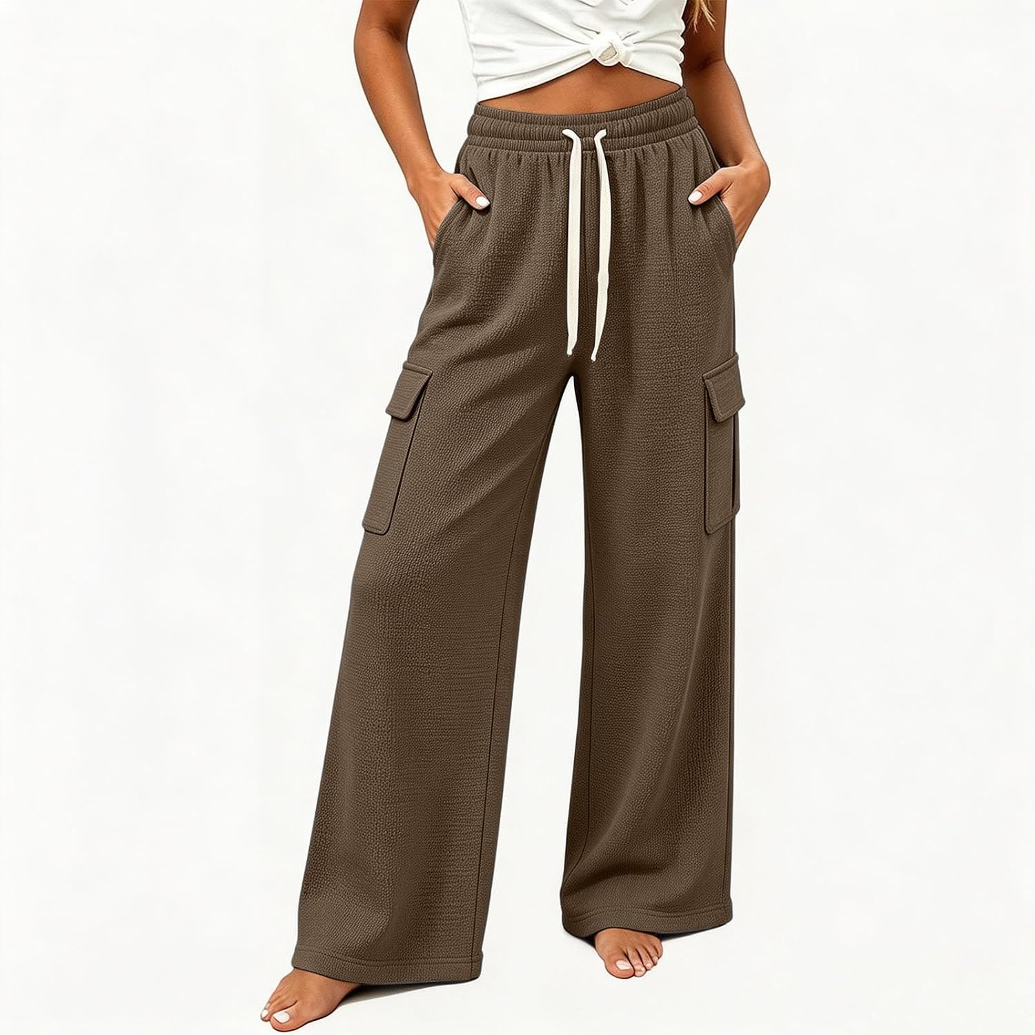 Women's Cargo Sweatpants Joggers Pants Causal Gym Athletic Workout High Waist Wide Leg Fall Outfits with Pocket