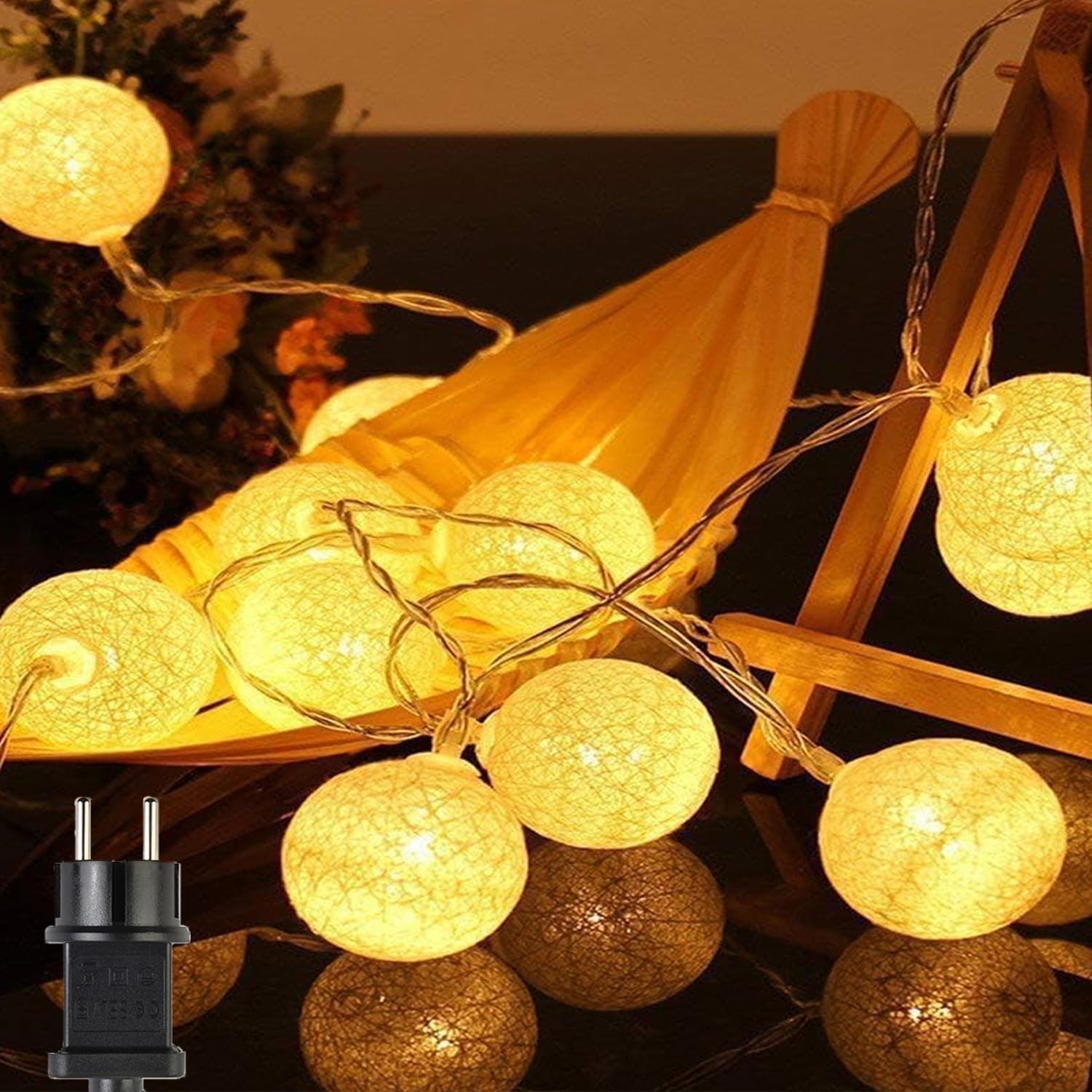 Guirlande Lumineuse Globe 5M 50 LED Blanc Chaud – À Pile, Boules Diffusantes Pour Intérieur Noël, Salon, Chambre