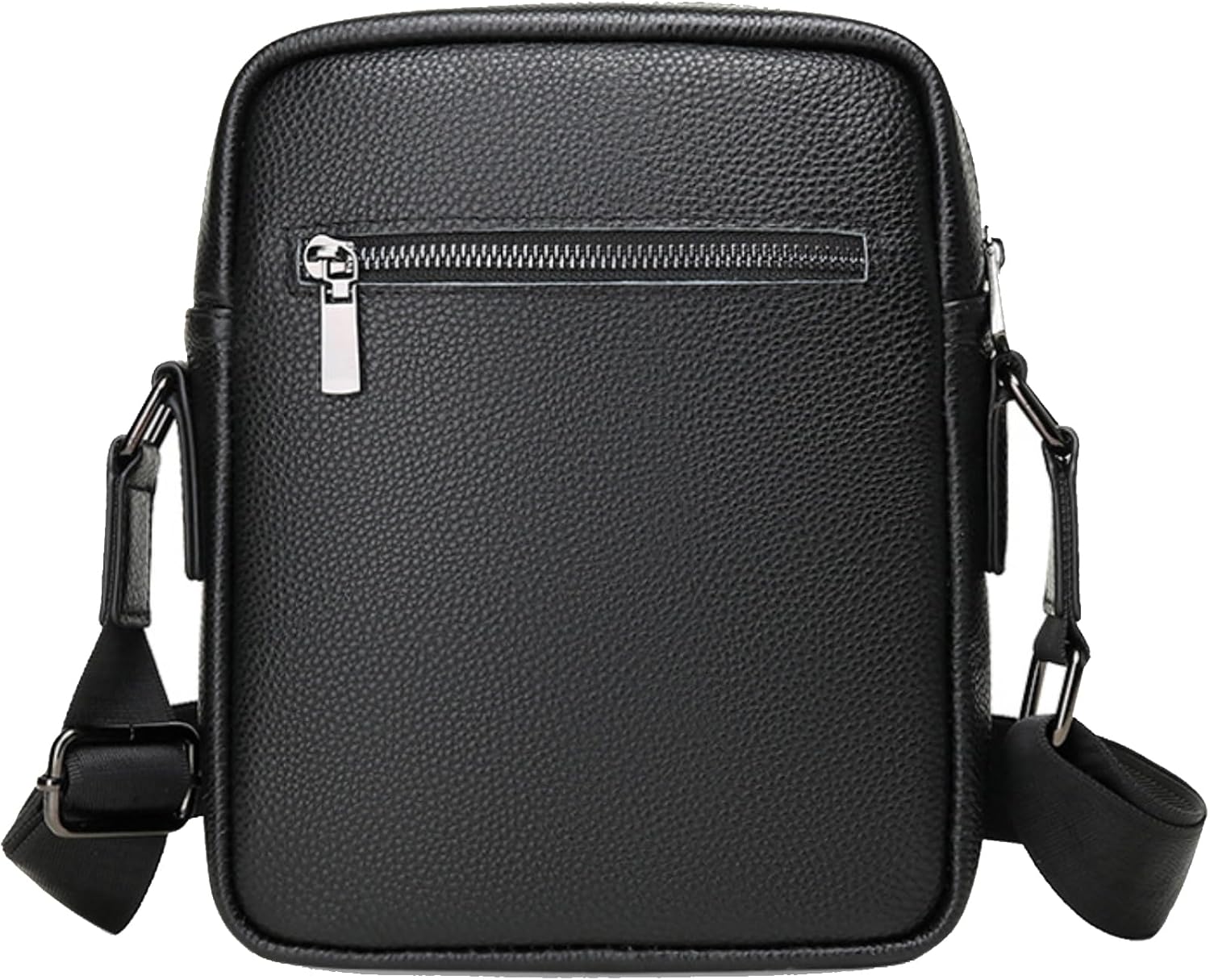 Leathario Men's Crossbody Shoulder Bag, Genuine Leather Small Messenger Satchel for Work Business Travel, Black Side Purse